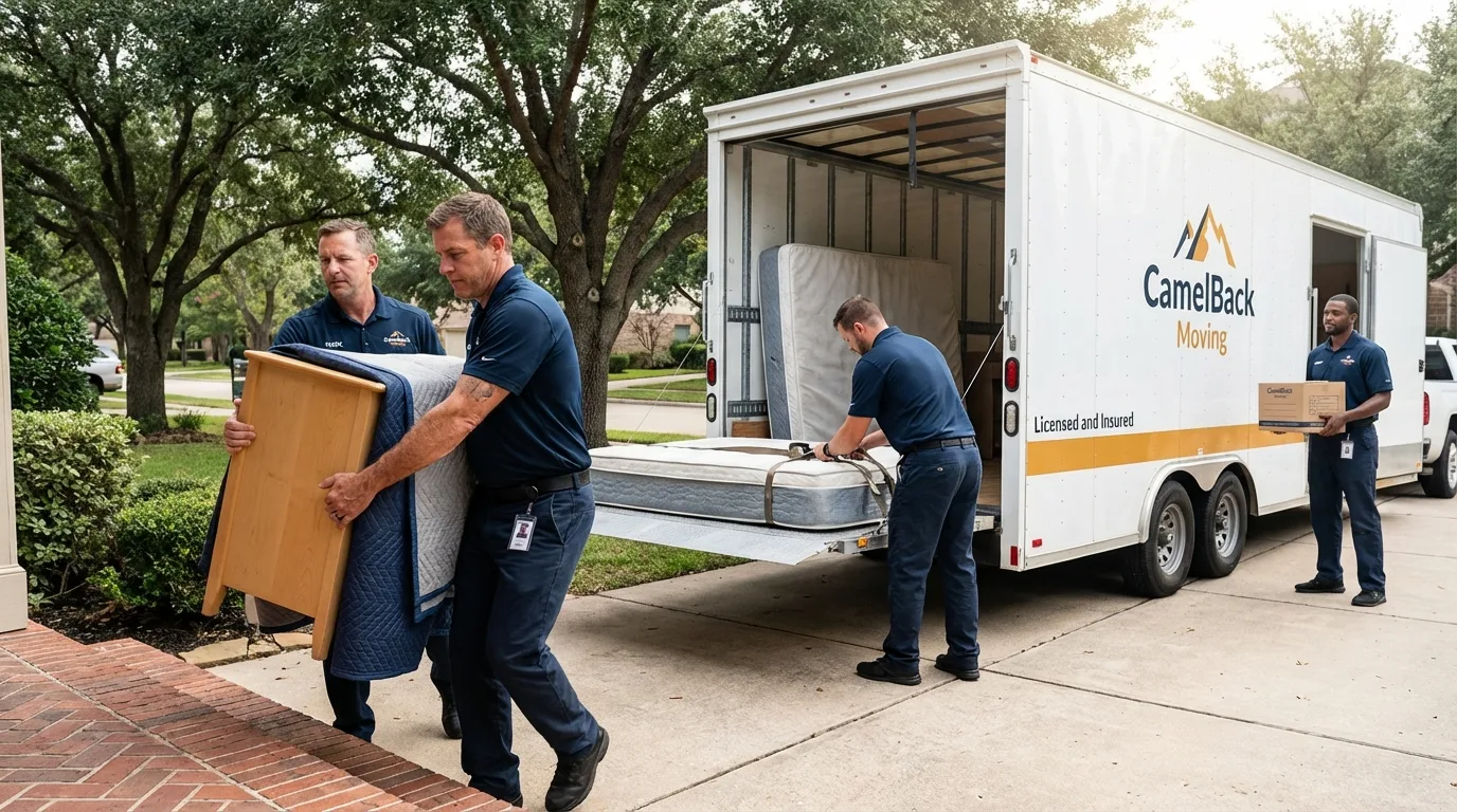 Crew loading residential truck for cross-state move from Canonsburg, PA