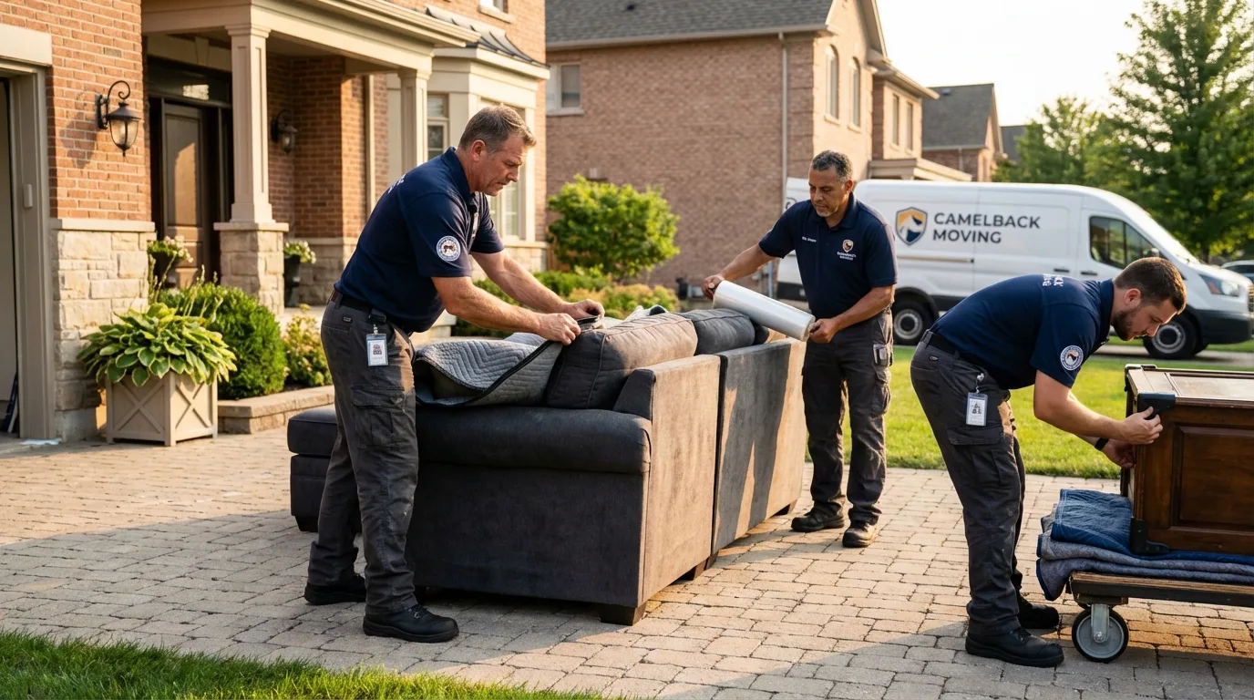 Large estate moving crew wrapping furniture in Canonsburg, PA