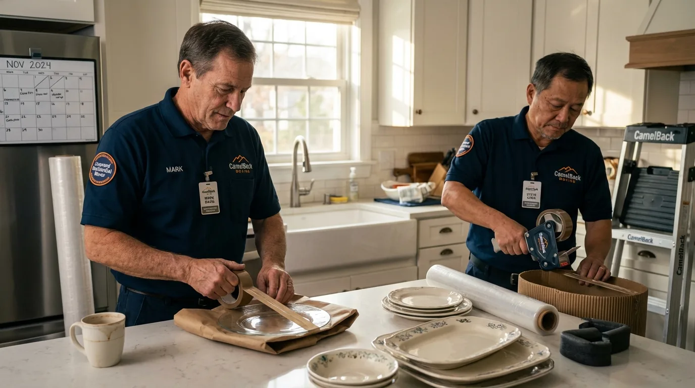 Professional crew packing kitchen dishware in Canonsburg, PA