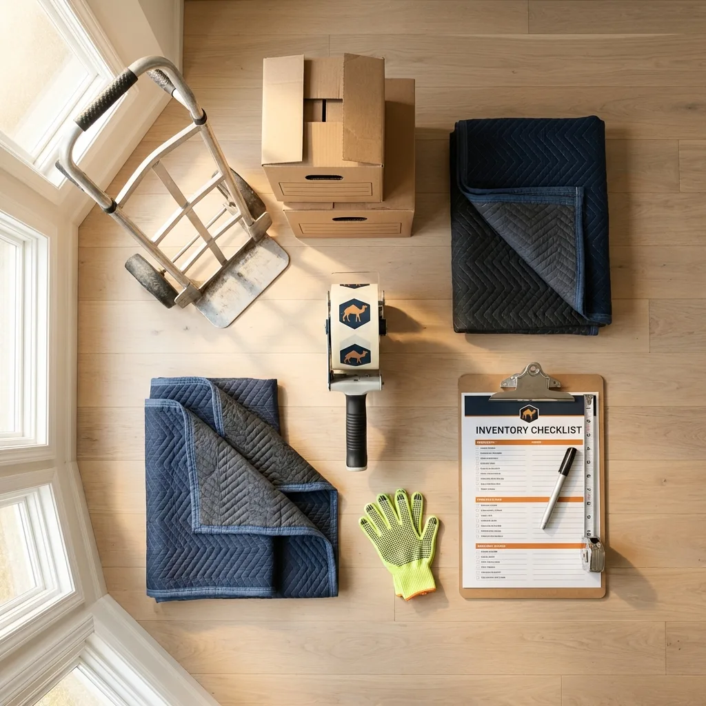 Professional moving supplies and packing materials layout for Canonsburg residential relocations